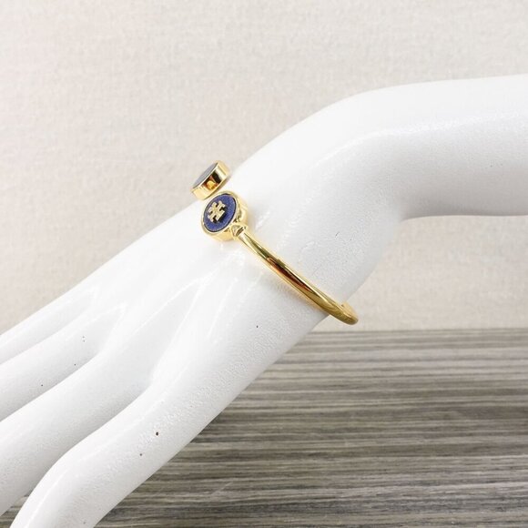 Tory Burch Kira Mother of Pearl Logo Cuff Bracelet Blue OS - Picture 14 of 14